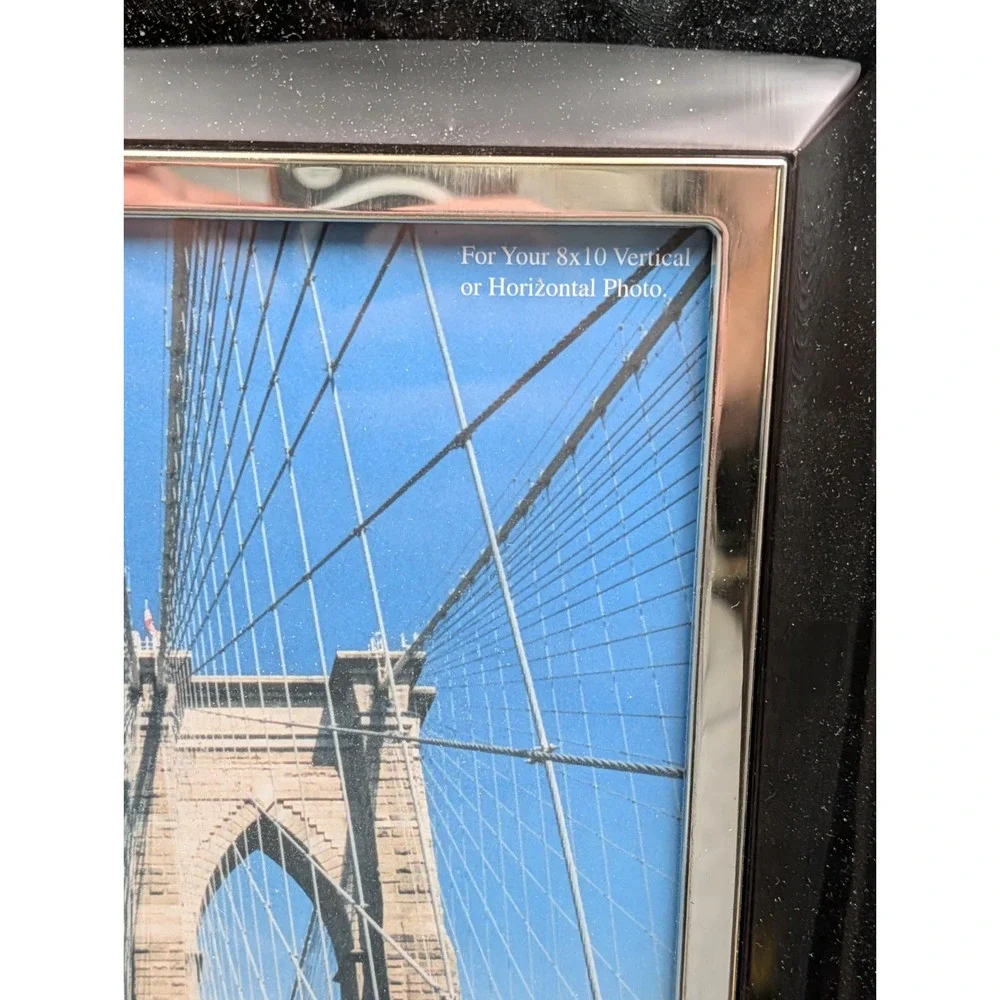 Fetco Home Decor 8x10 Picture Frame Black Silver Chrome 1pc New Old Stock